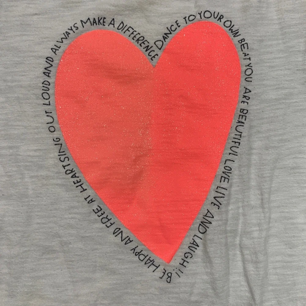 OshKosh Bgosh Kids Girls Size 12 Sparkle Heart Graphic‎ 3/4 Sleeve T Shirt Top